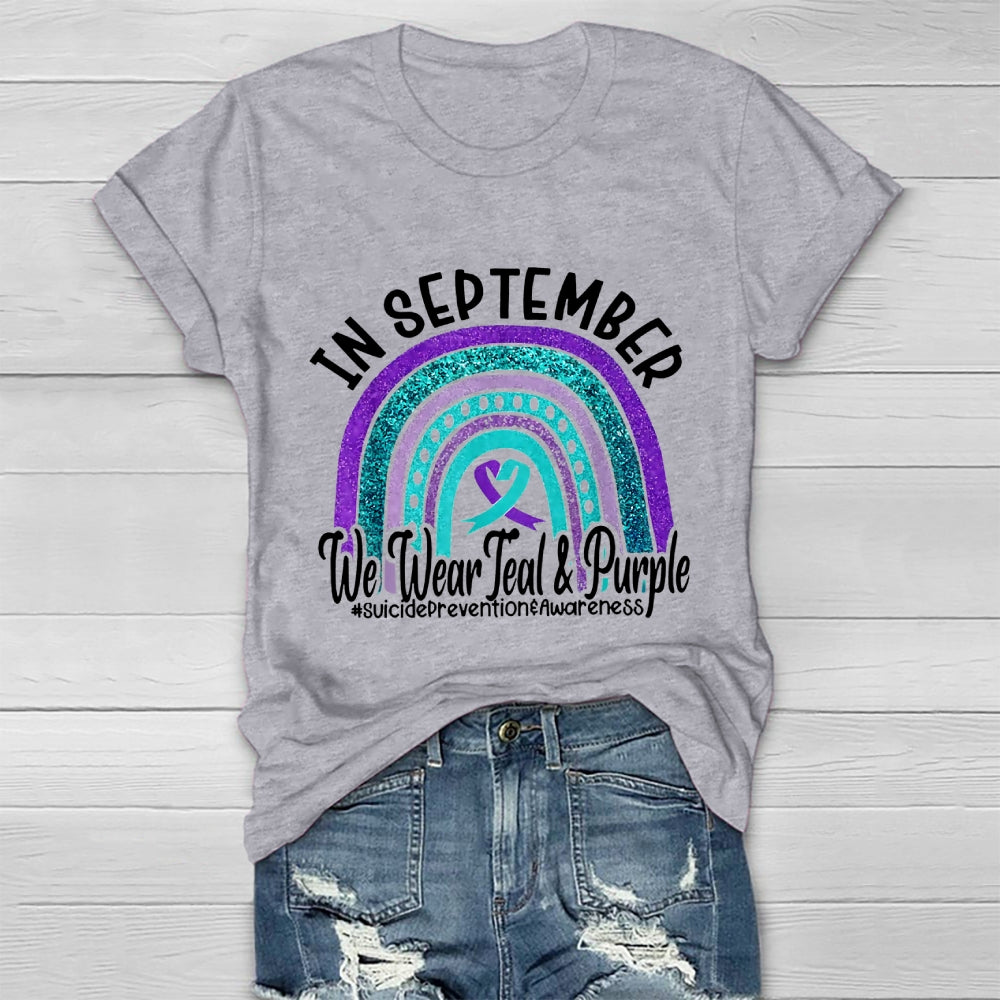 In September We Wear Teal Purple Ribbon Suicide Prevention T-shirt