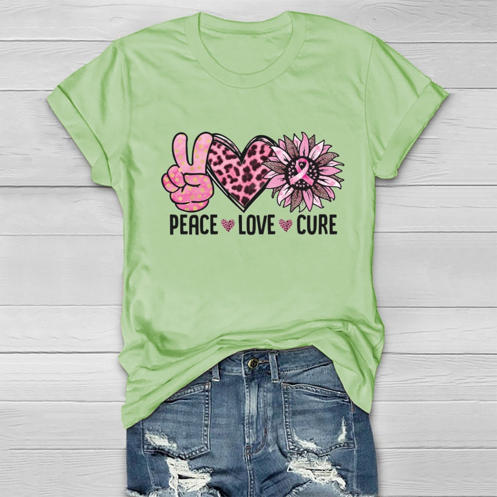 Peace Love Cure Pink Heart T-shirt