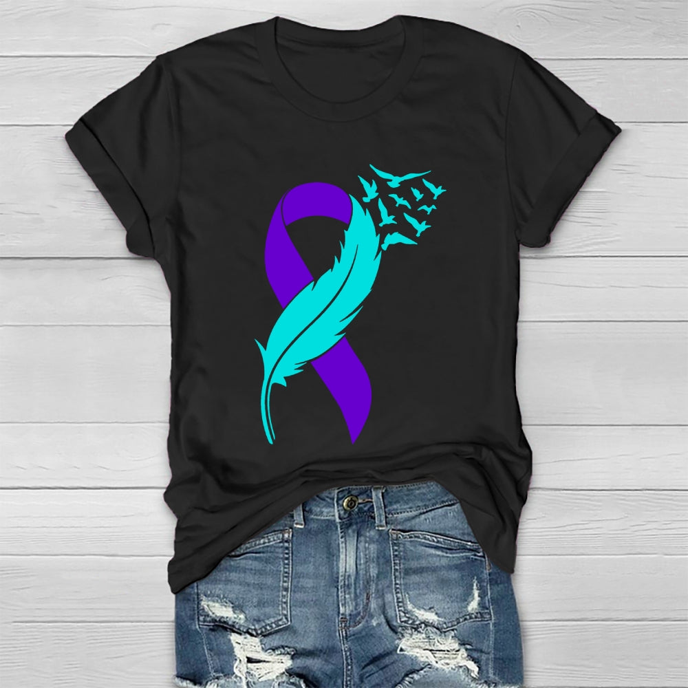 Suicide Prevention Awareness Teal Purple Ribbon T-shirt