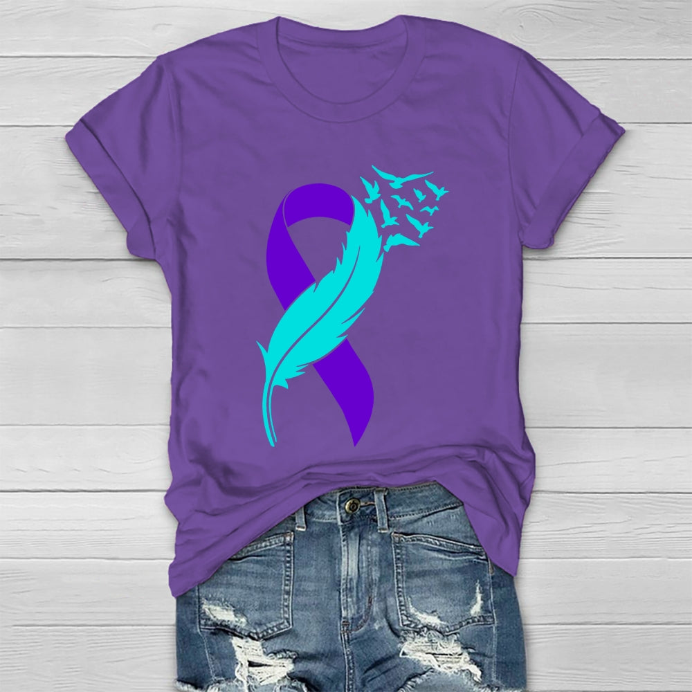 Suicide Prevention Awareness Teal Purple Ribbon T-shirt