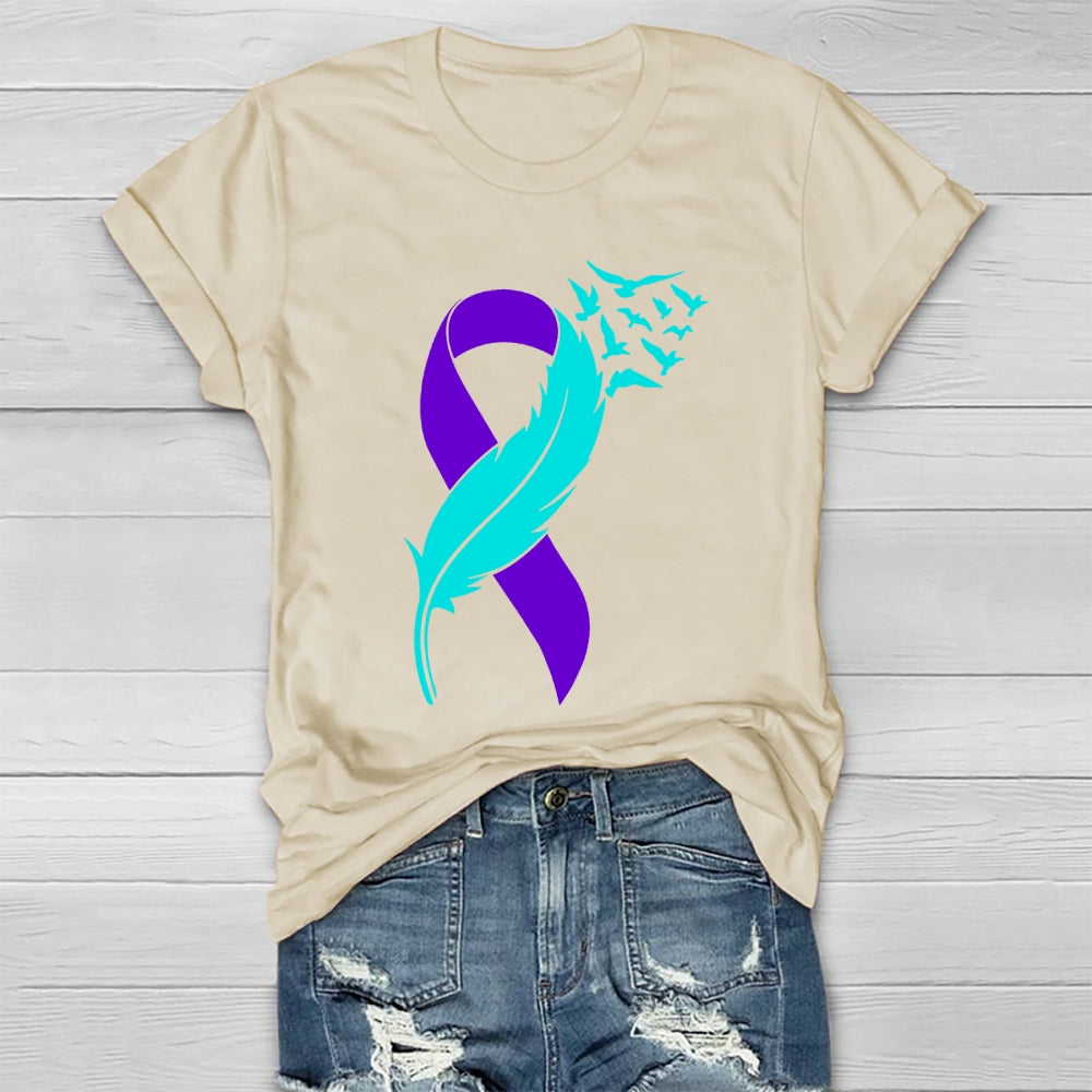 Suicide Prevention Awareness Teal Purple Ribbon T-shirt
