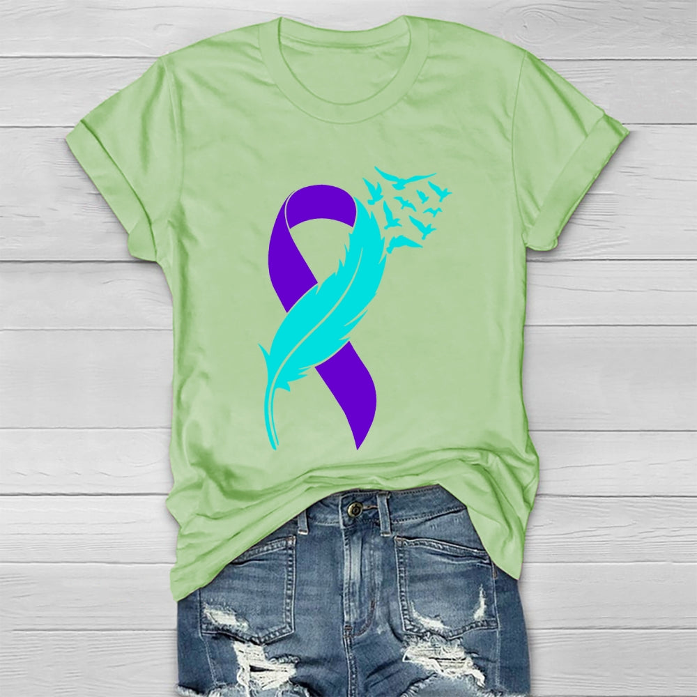 Suicide Prevention Awareness Teal Purple Ribbon T-shirt