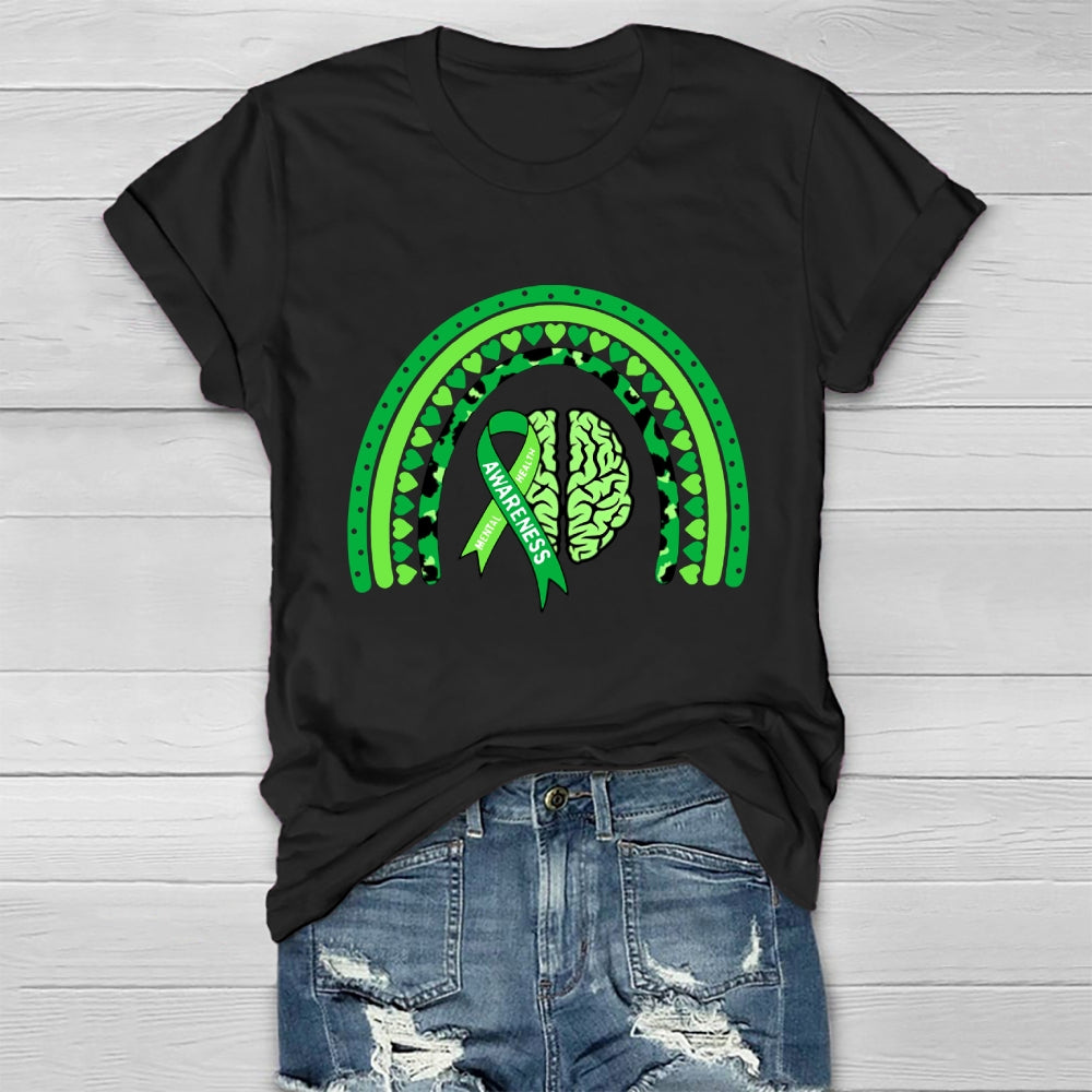 Mental Health Awareness Green Rainbow T-shirt