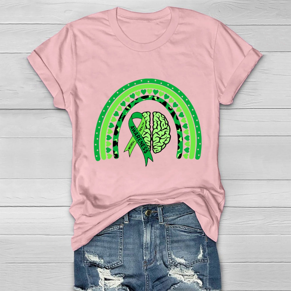 Mental Health Awareness Green Rainbow T-shirt