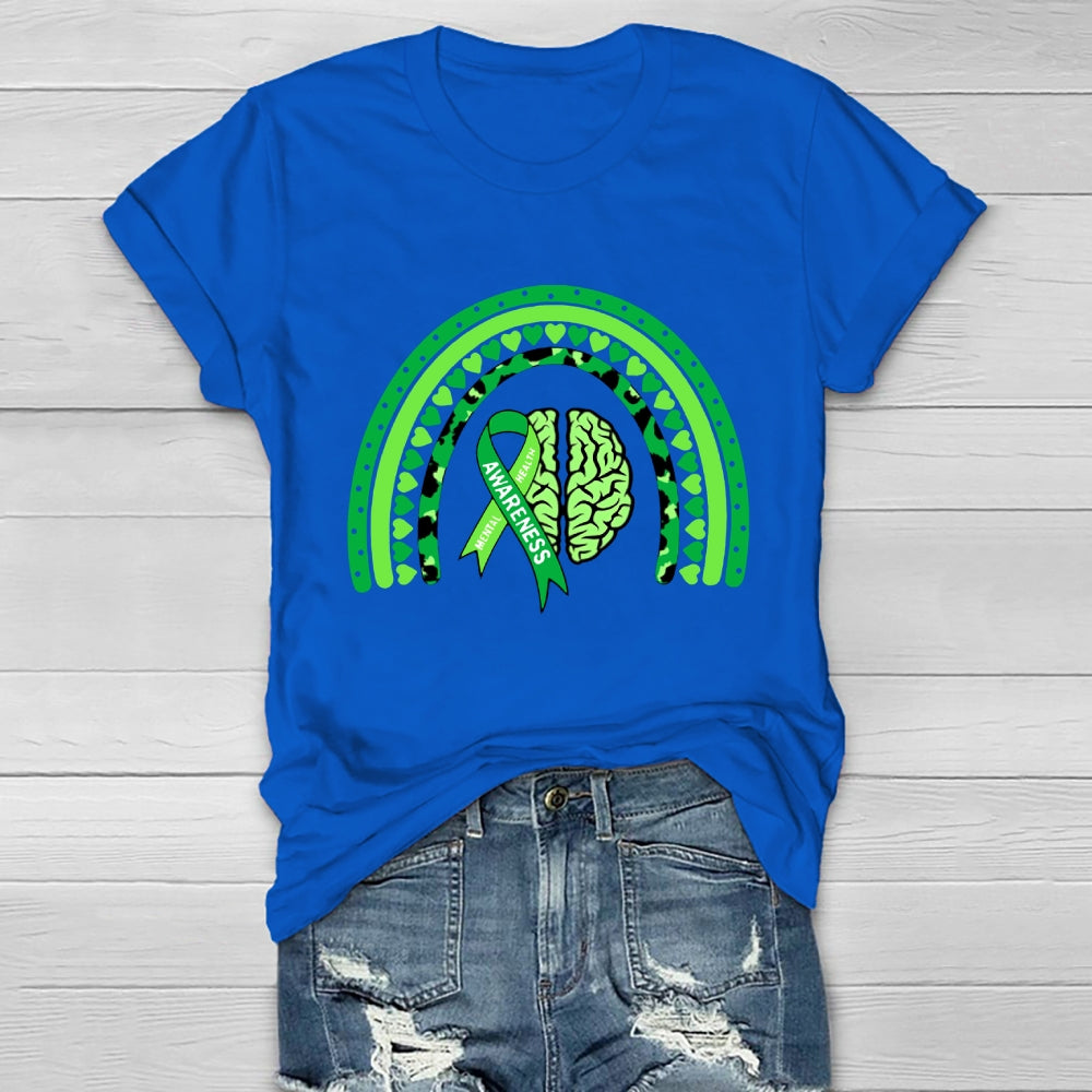 Mental Health Awareness Green Rainbow T-shirt