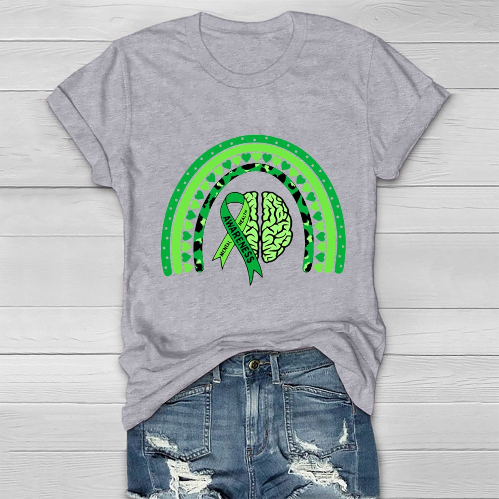 Mental Health Awareness Green Rainbow T-shirt