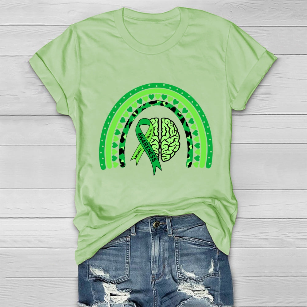 Mental Health Awareness Green Rainbow T-shirt