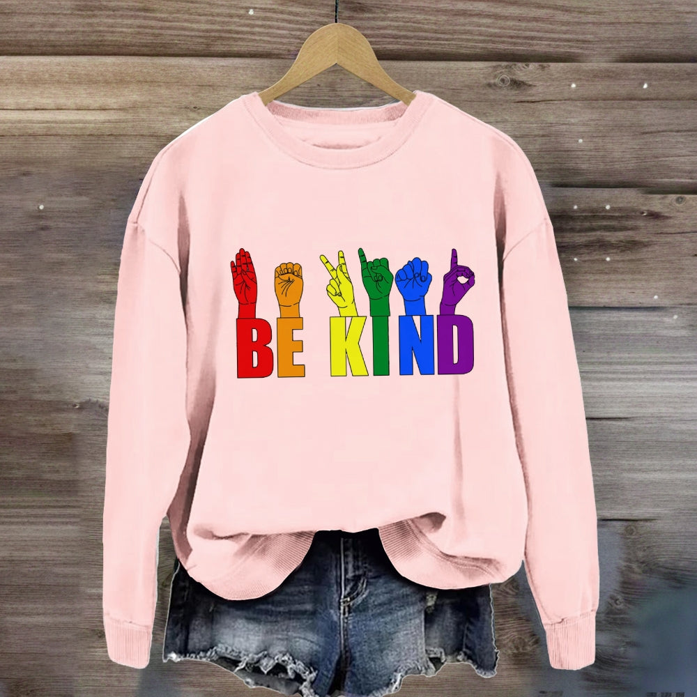 Be Kind Colorful Hand Sign Sweatshirt