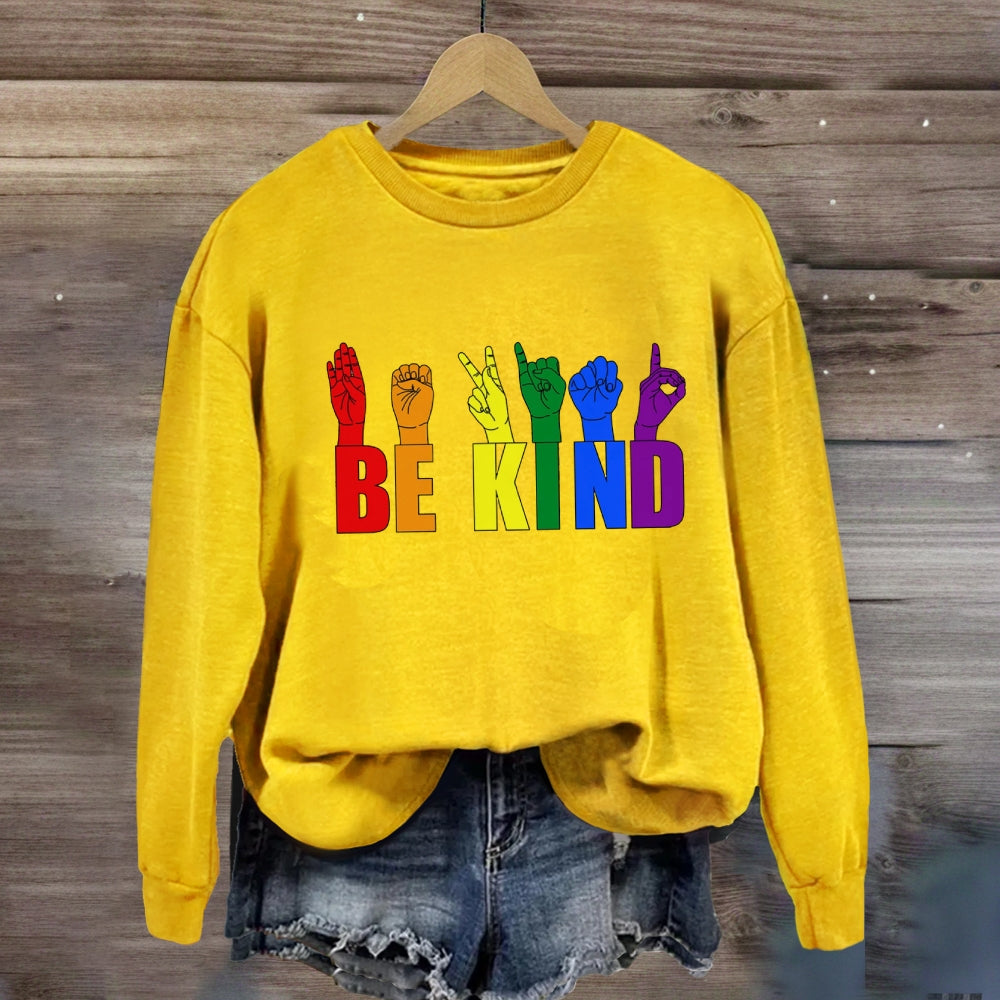 Be Kind Colorful Hand Sign Sweatshirt