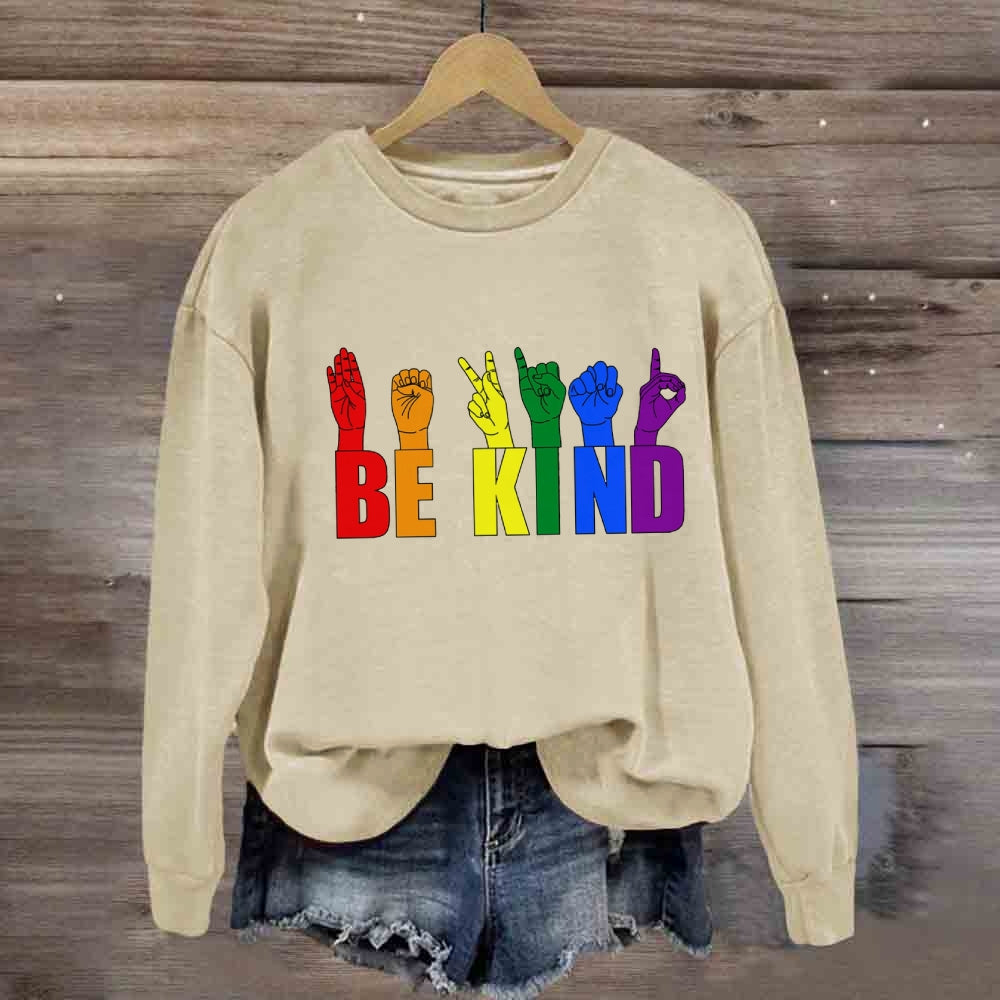 Be Kind Colorful Hand Sign Sweatshirt