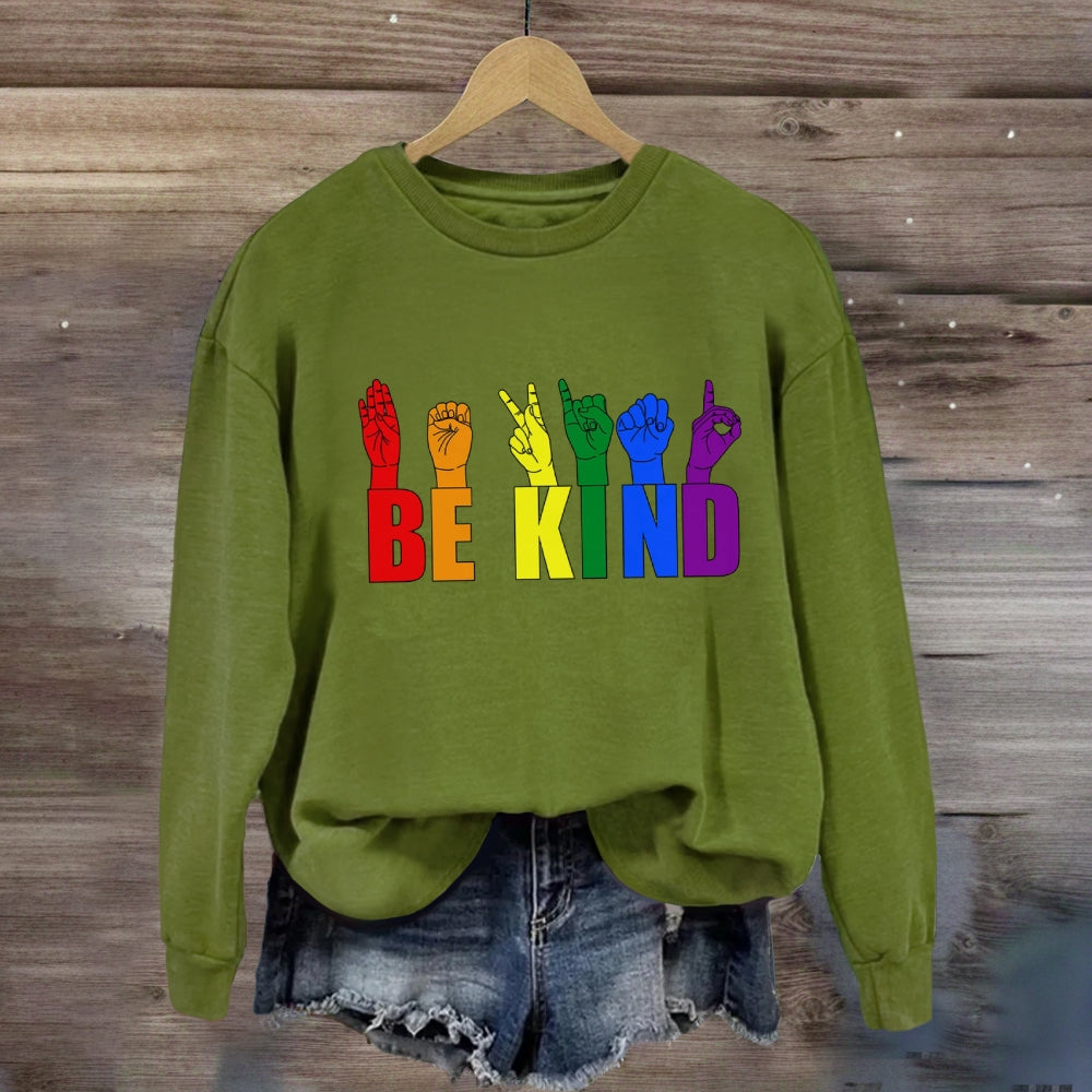 Be Kind Colorful Hand Sign Sweatshirt