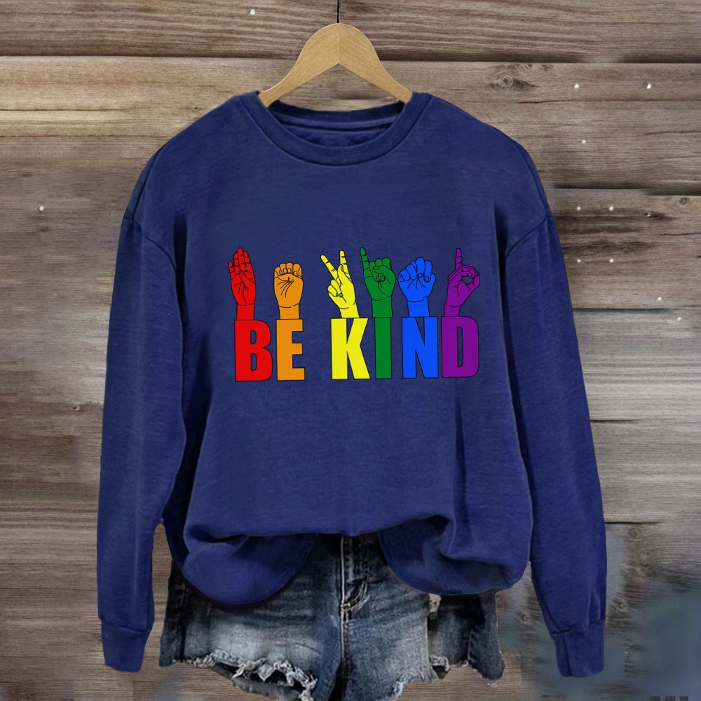 Be Kind Colorful Hand Sign Sweatshirt