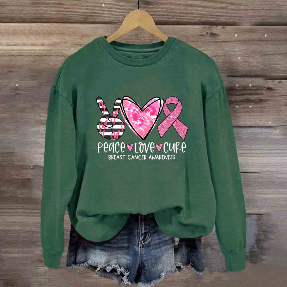 Peace Love Cure Breast Cancer Awareness Sweatshirt
