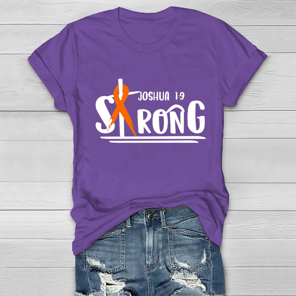 Strong Joshua 1:9 Orange Ribbon Healthwear T-shirt
