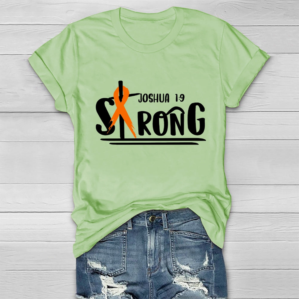 Strong Joshua 1:9 Orange Ribbon Healthwear T-shirt