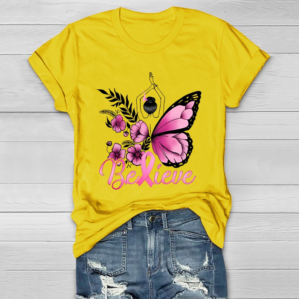 Believe Pink Breast Cancer Awareness Healthwear T-shirt