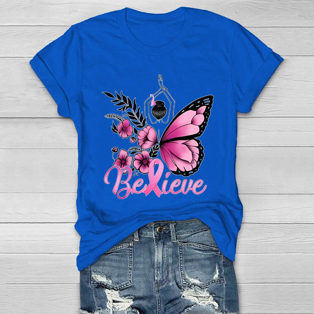 Believe Pink Breast Cancer Awareness Healthwear T-shirt