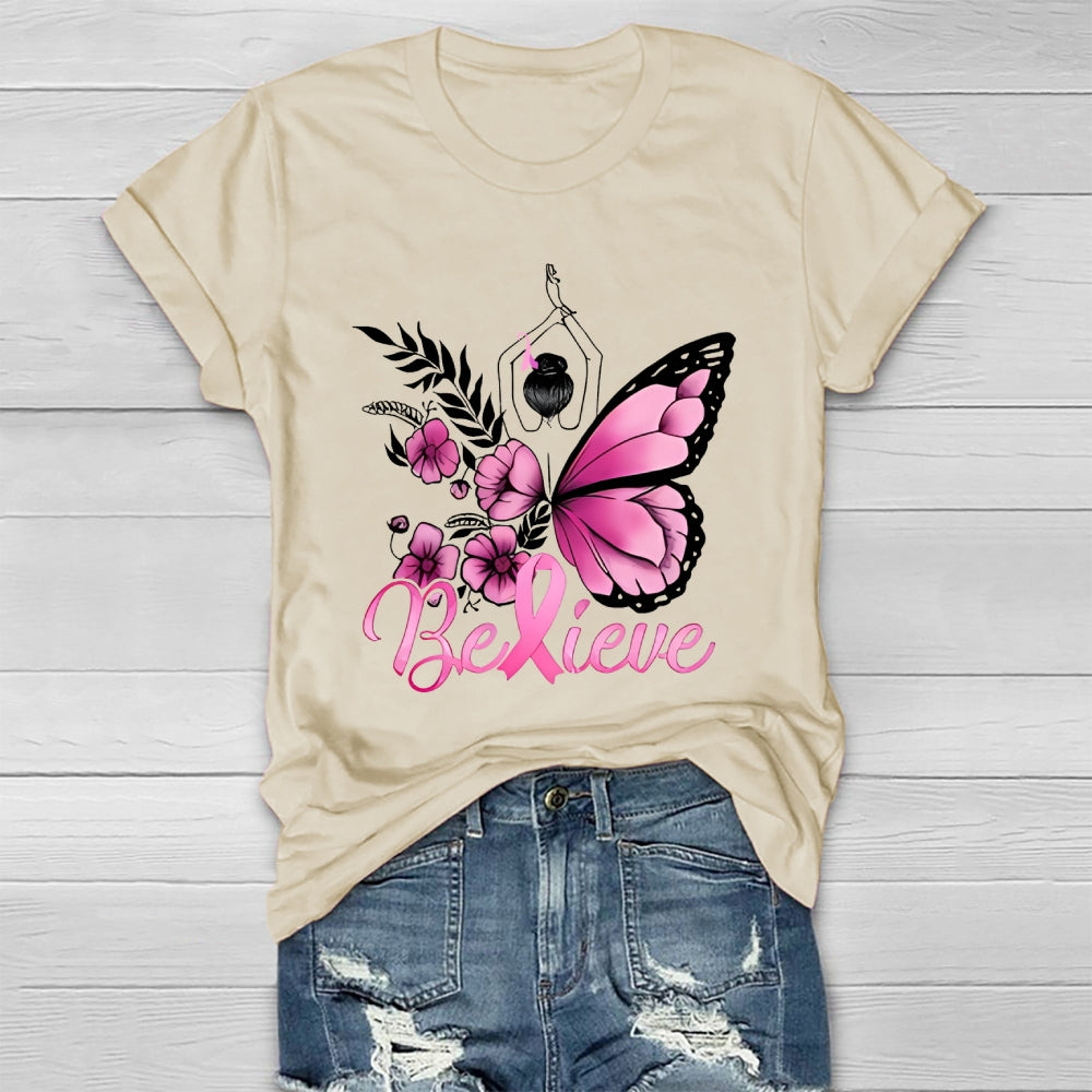 Believe Pink Breast Cancer Awareness Healthwear T-shirt