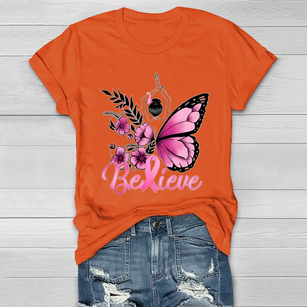 Believe Pink Breast Cancer Awareness Healthwear T-shirt