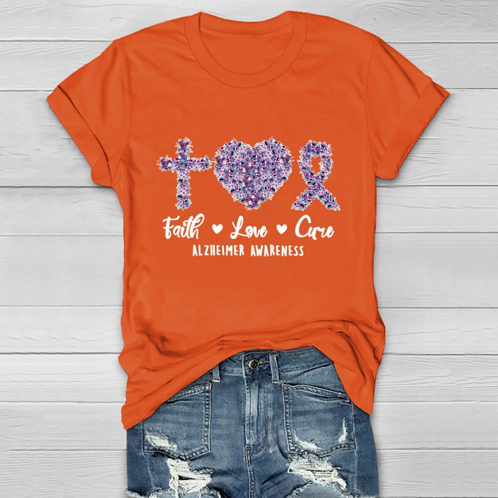 Faith Love Cure Alzheimer's Awareness Healthwear T-shirt
