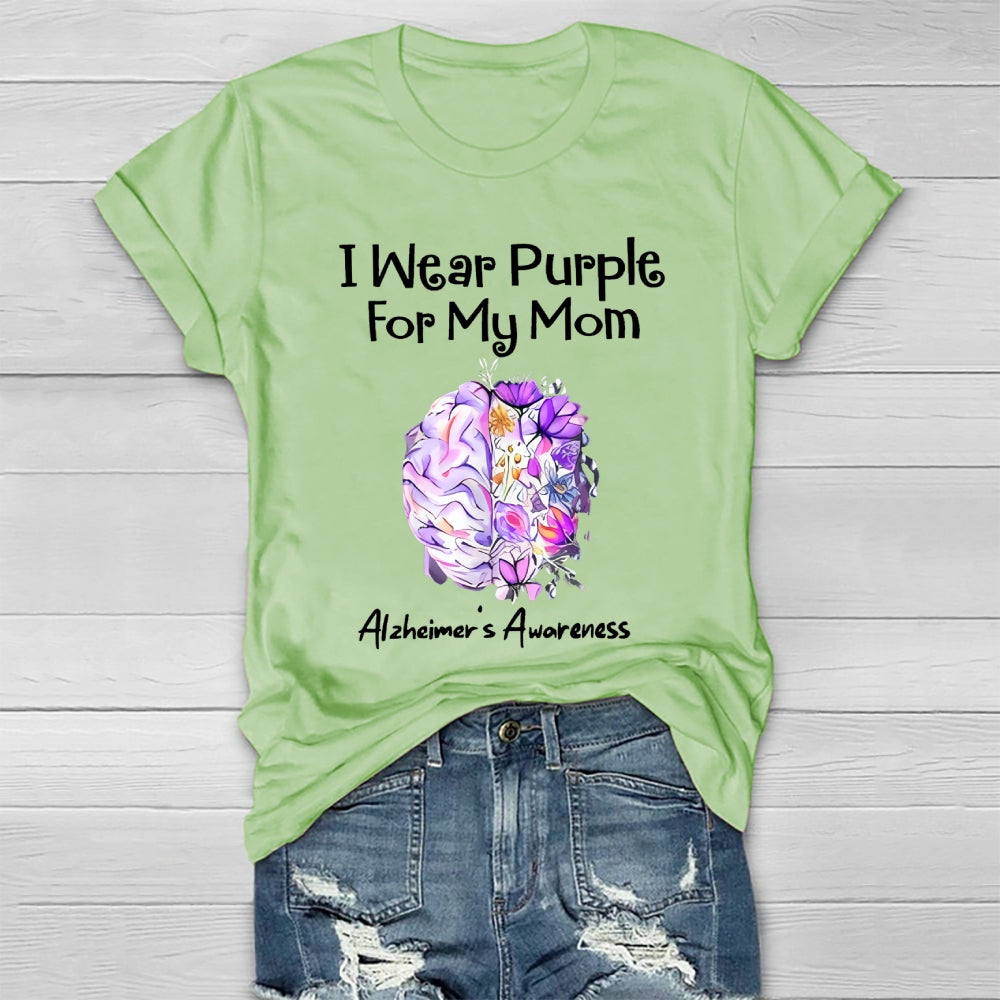 I Wear Purple For My Mom Alzheimers Healthwear T-shirt