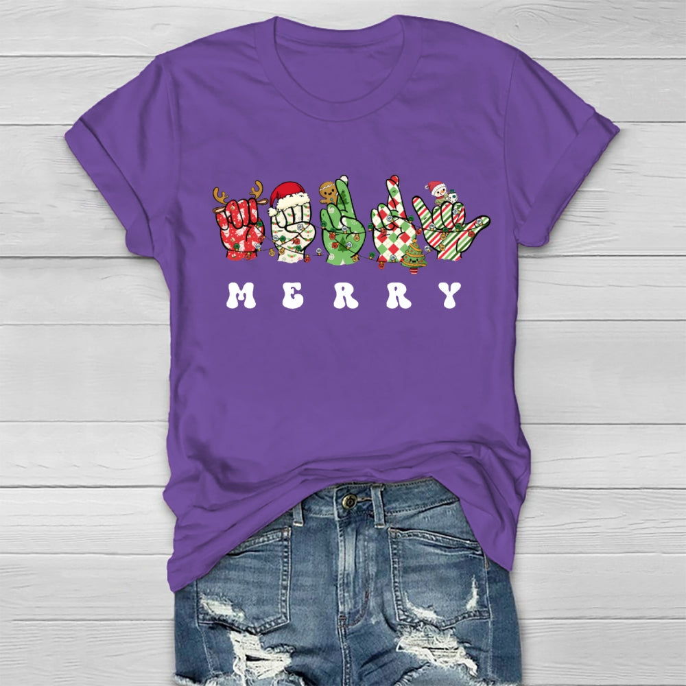 Merry Christmas Hands Sign Healthwear T-Shirt