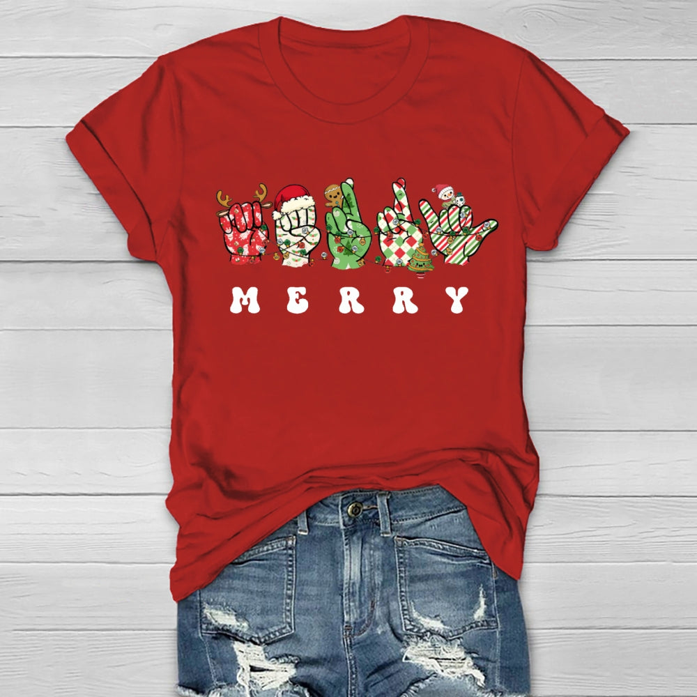 Merry Christmas Hands Sign Healthwear T-Shirt