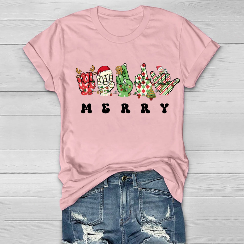 Merry Christmas Hands Sign Healthwear T-Shirt