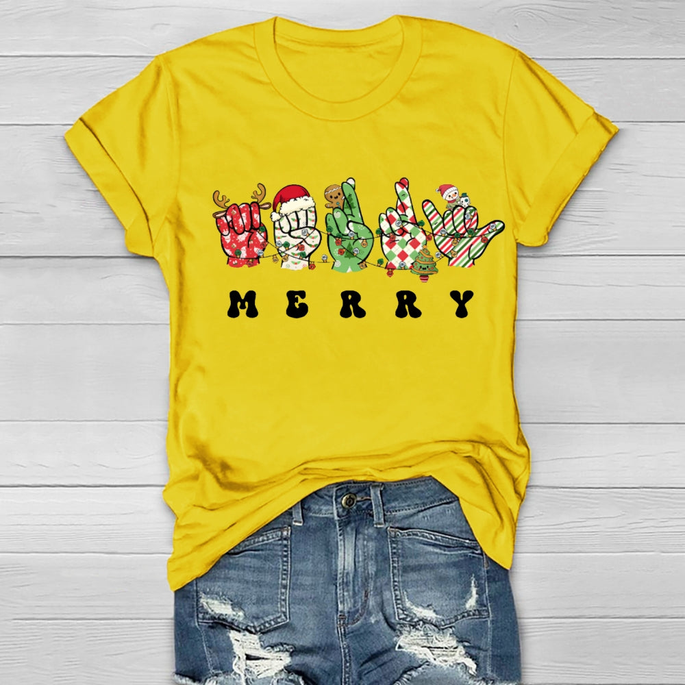 Merry Christmas Hands Sign Healthwear T-Shirt