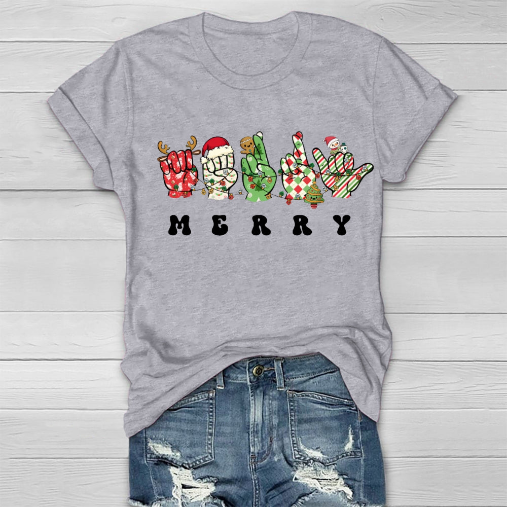 Merry Christmas Hands Sign Healthwear T-Shirt