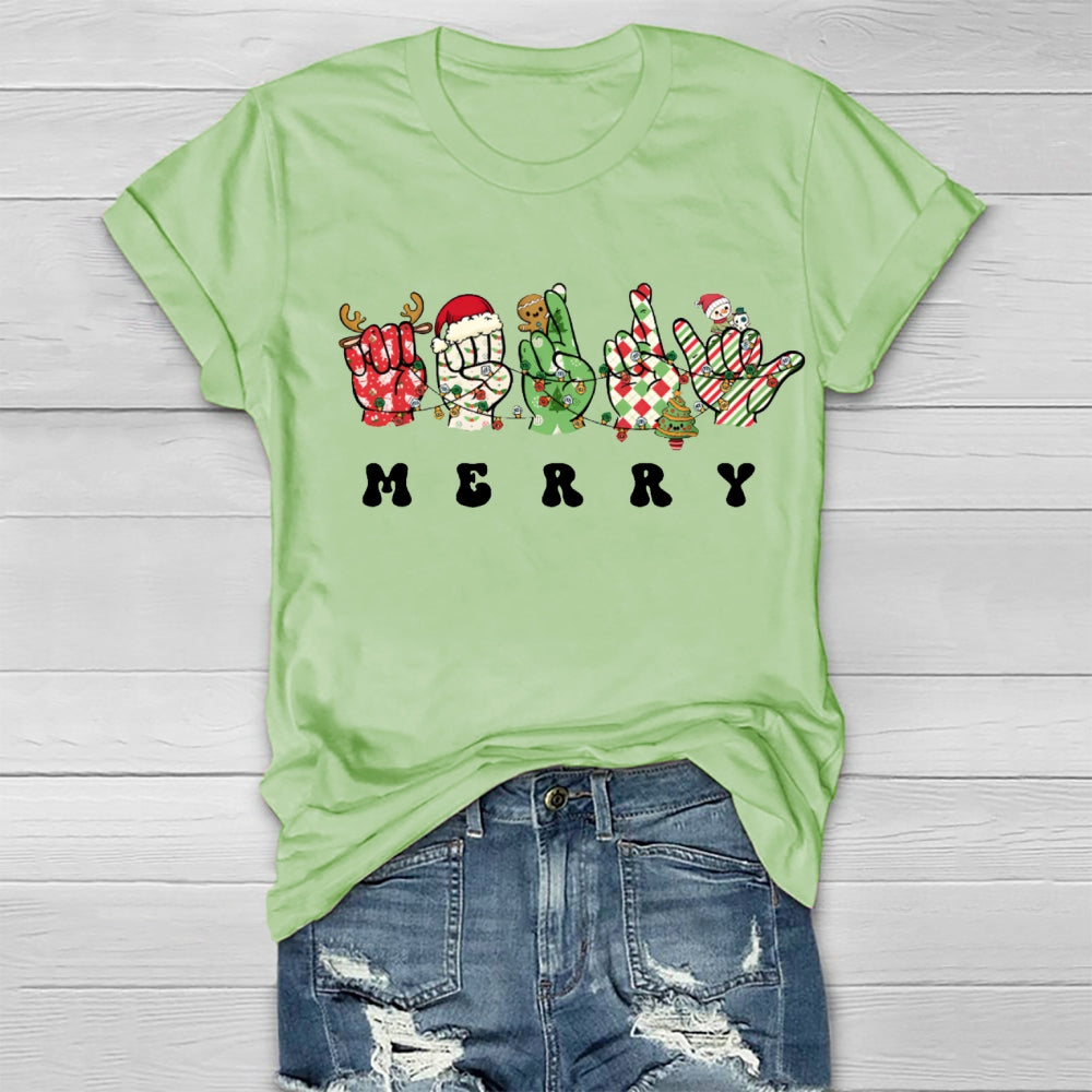 Merry Christmas Hands Sign Healthwear T-Shirt