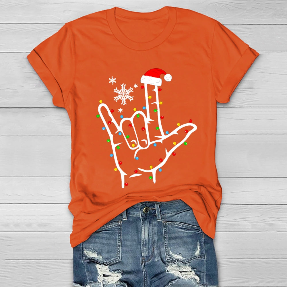 Sign Language Snowflakes And Christmas Lights Healthwear T-shirt