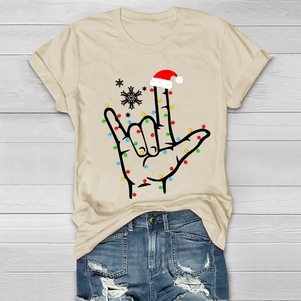 Sign Language Snowflakes And Christmas Lights Healthwear T-shirt