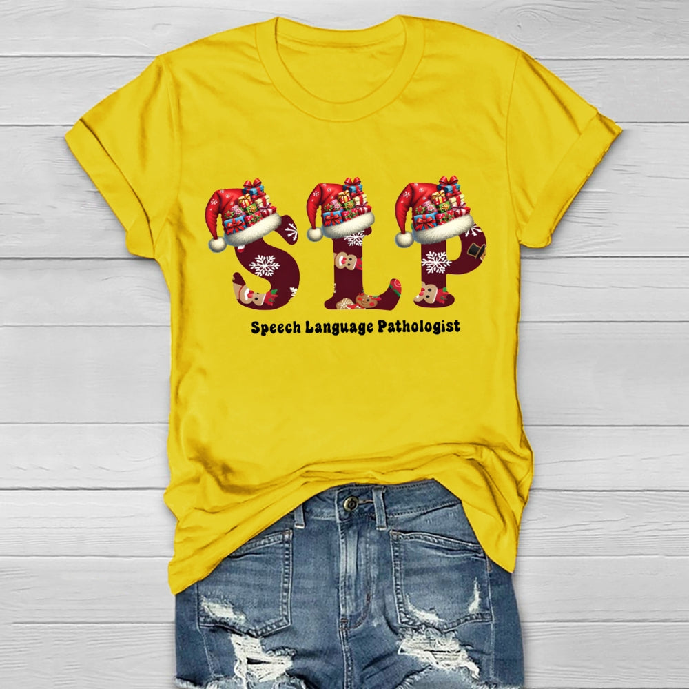 Christmas SLP Speech Language Pathologist Healthwear T-shirt