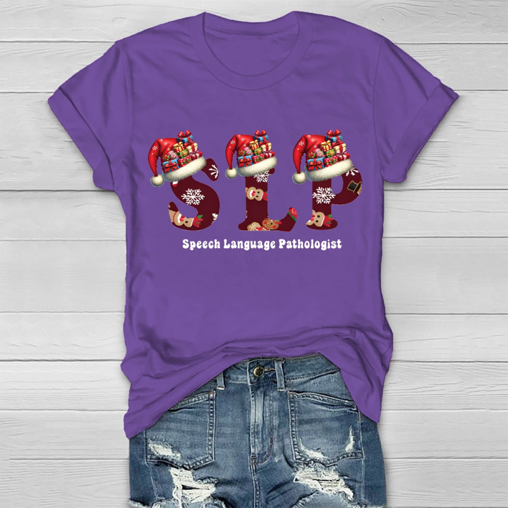 Christmas SLP Speech Language Pathologist Healthwear T-shirt