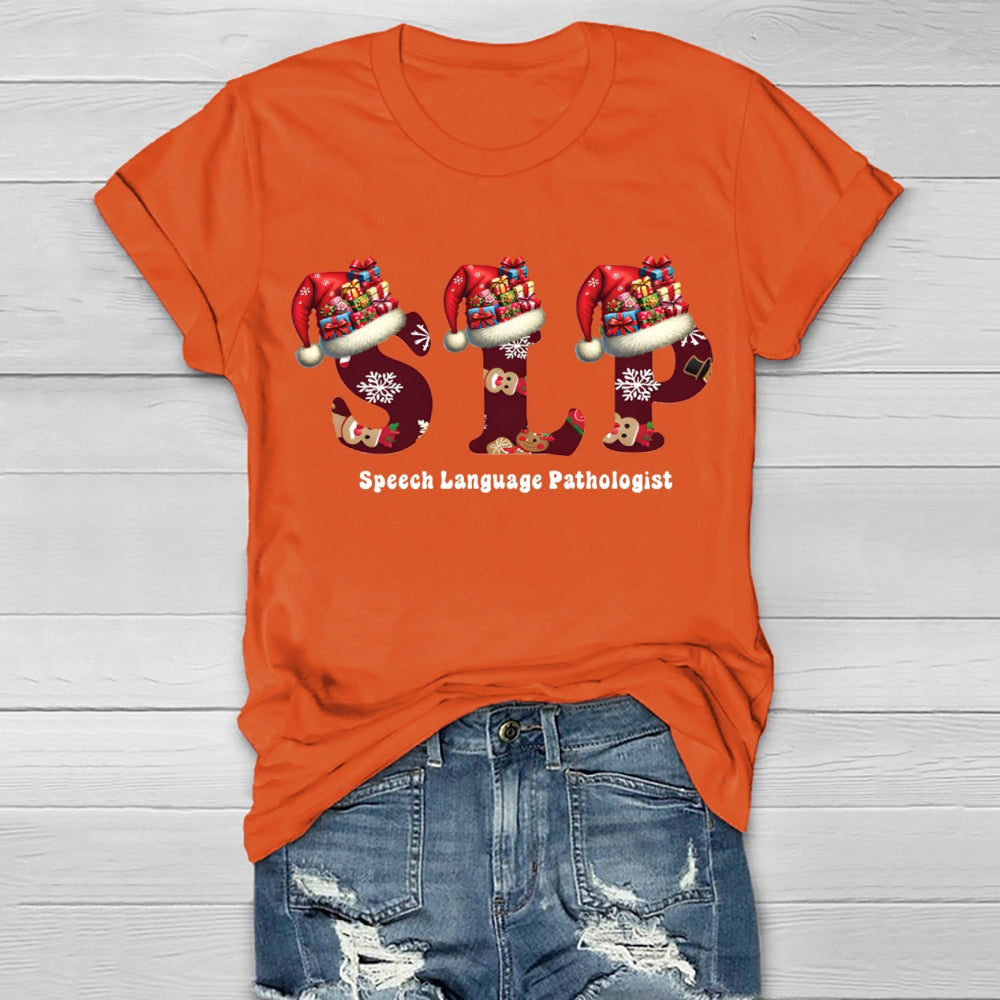 Christmas SLP Speech Language Pathologist Healthwear T-shirt