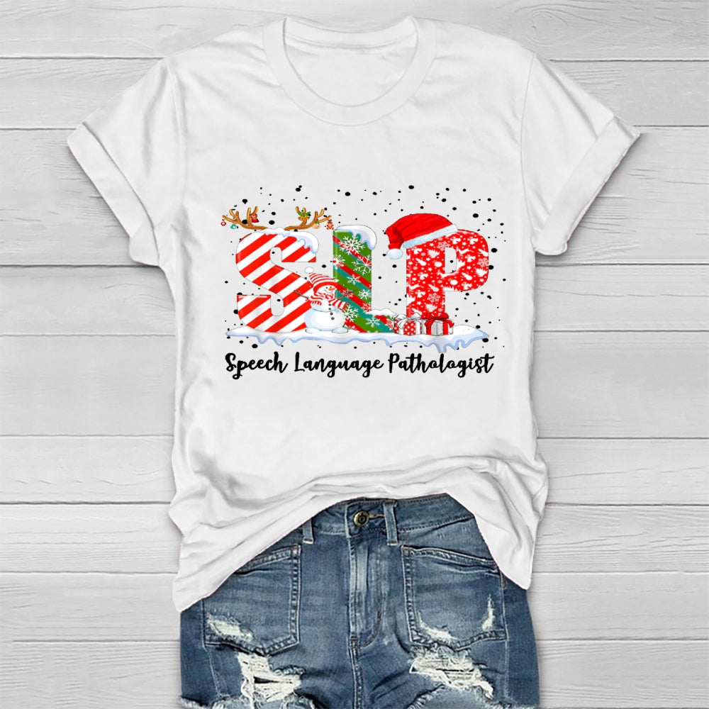 SLP Speech Language Pathologist Christmas Healthwear T-shirt