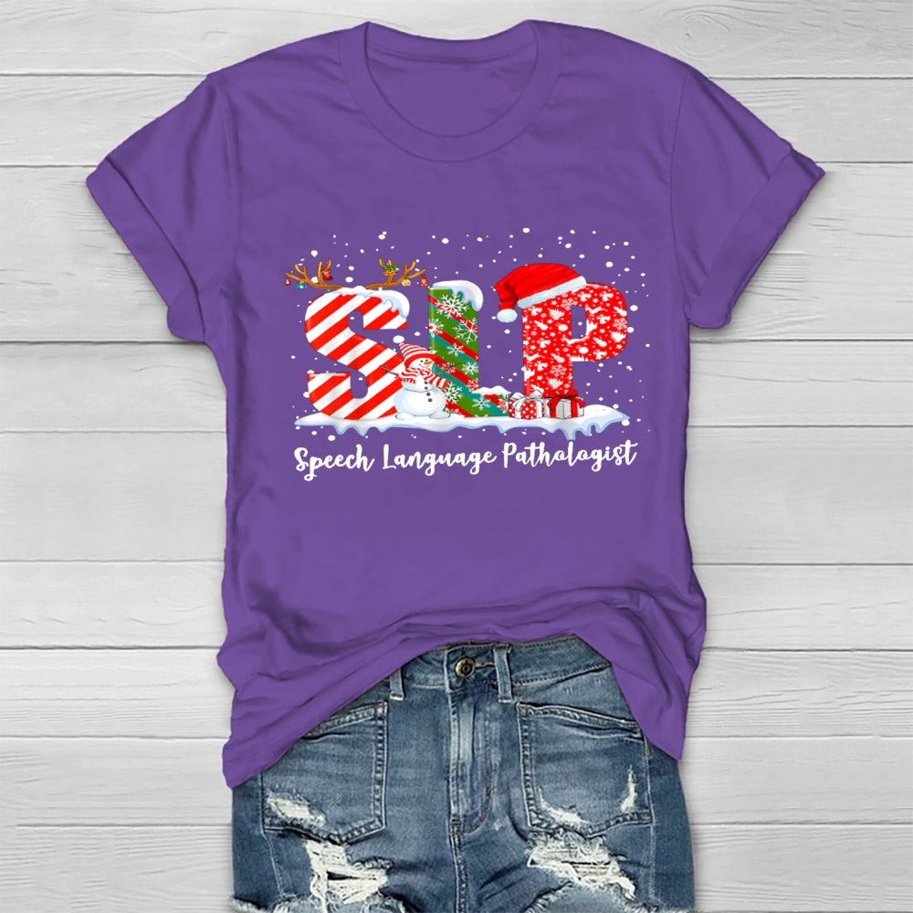 SLP Speech Language Pathologist Christmas Healthwear T-shirt