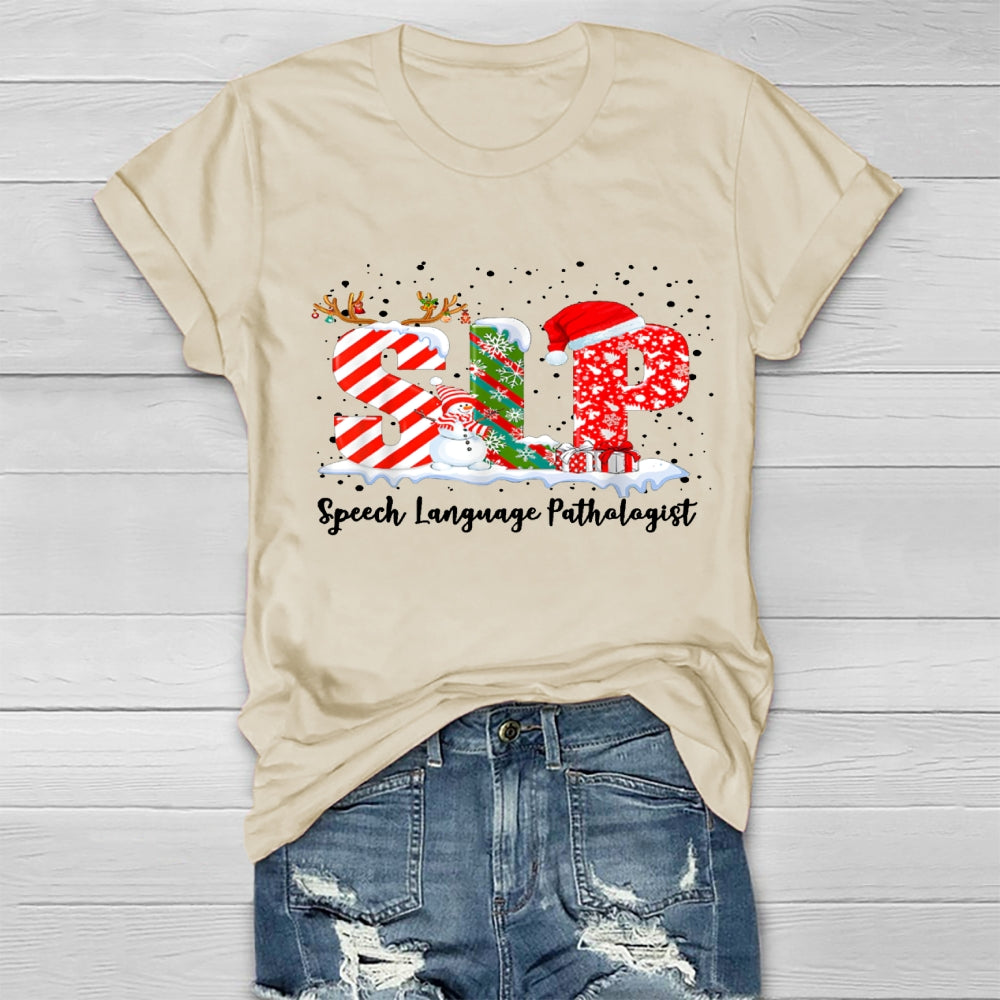 SLP Speech Language Pathologist Christmas Healthwear T-shirt