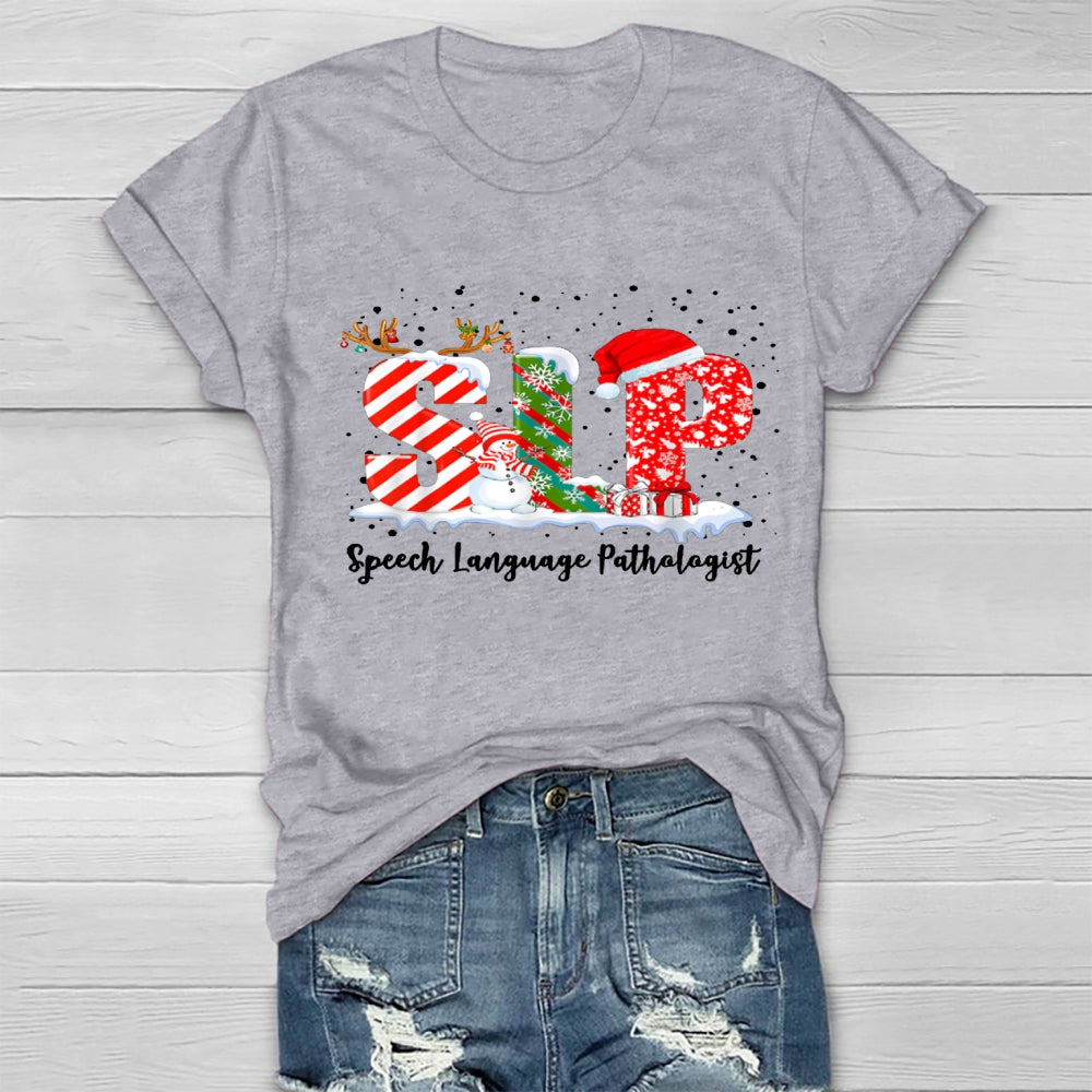 SLP Speech Language Pathologist Christmas Healthwear T-shirt