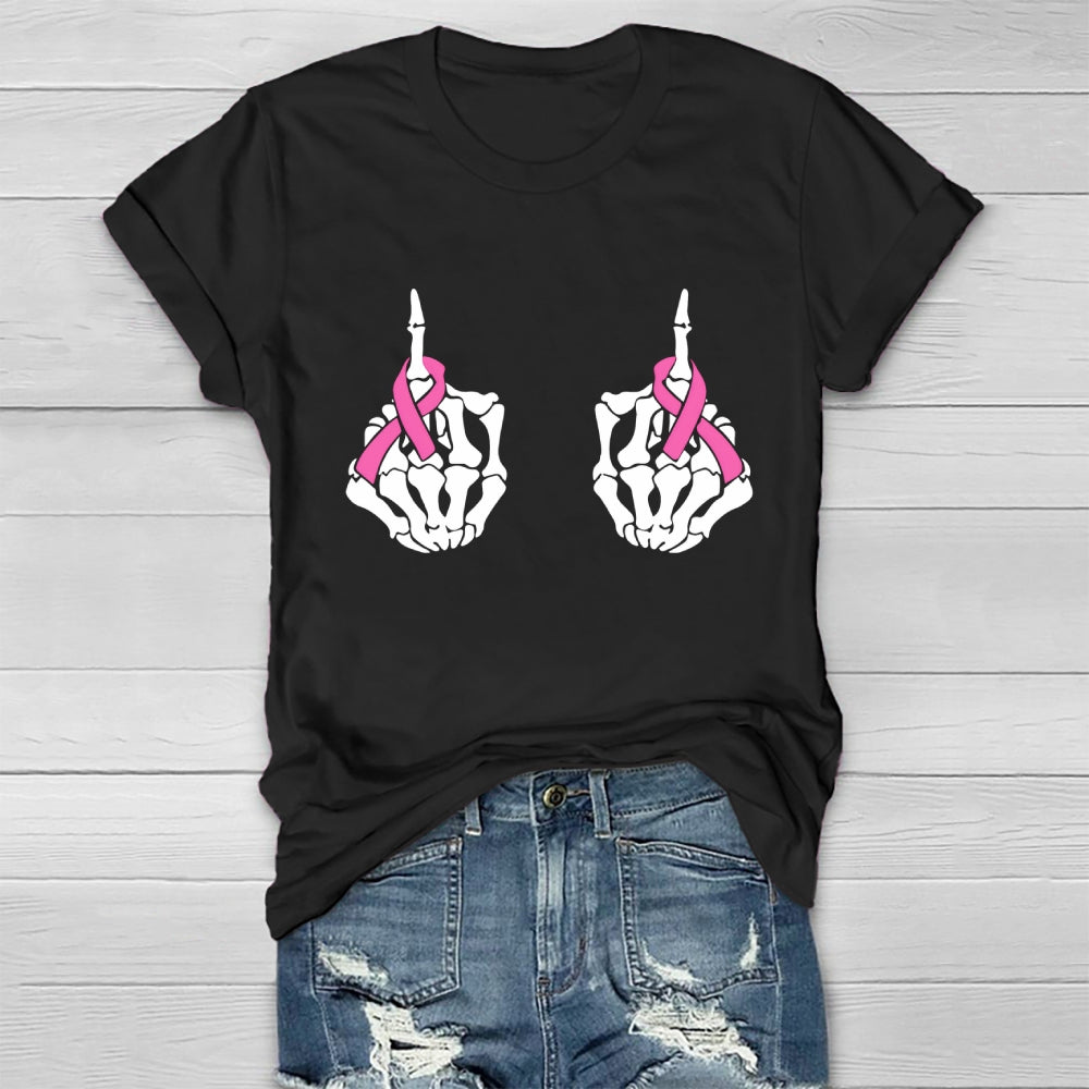 Breast Cancer Skeleton Hand Healthwear T-shirt