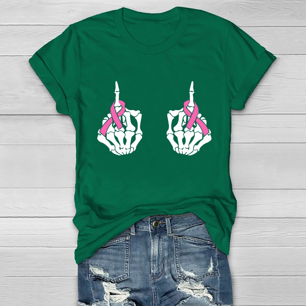 Breast Cancer Skeleton Hand Healthwear T-shirt