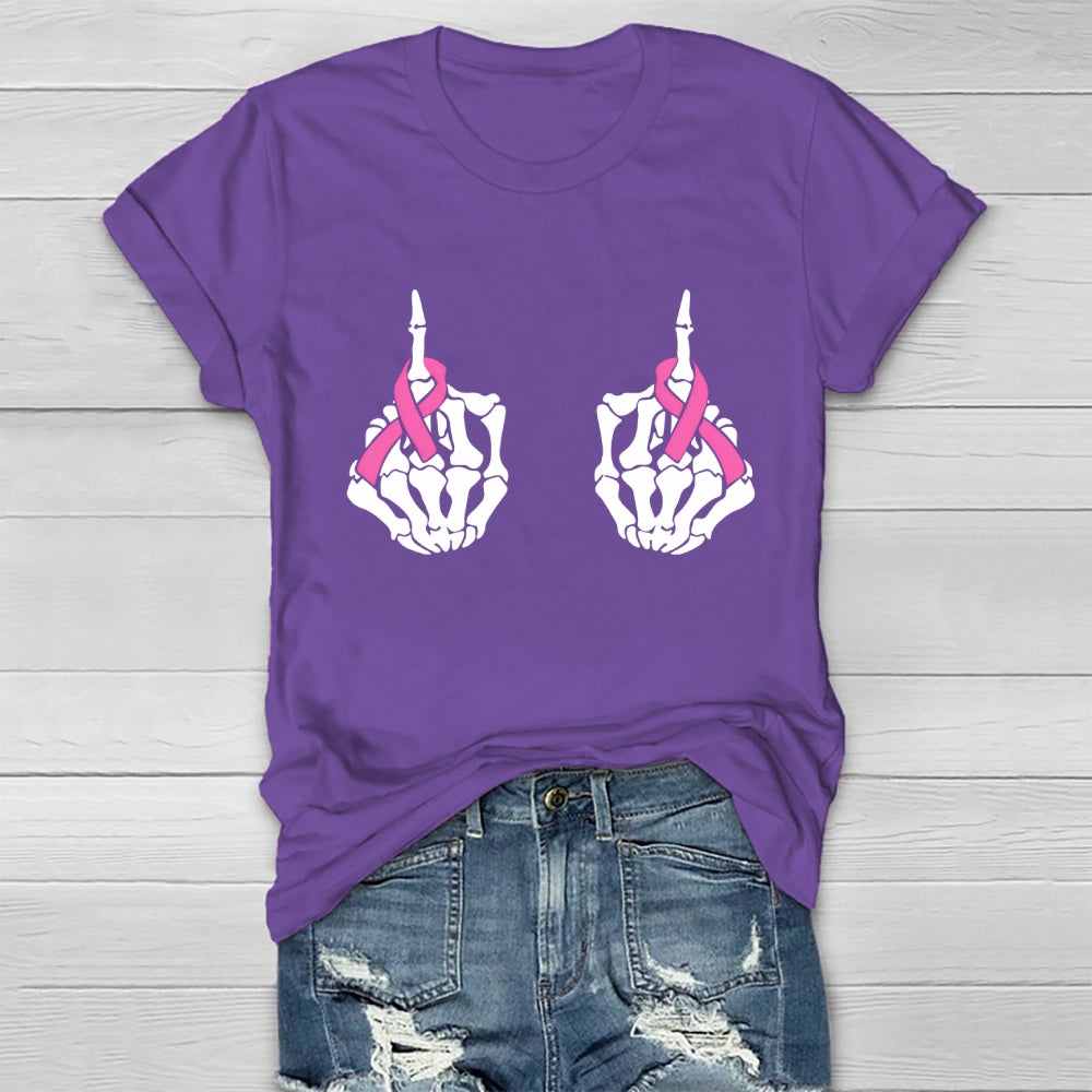 Breast Cancer Skeleton Hand Healthwear T-shirt