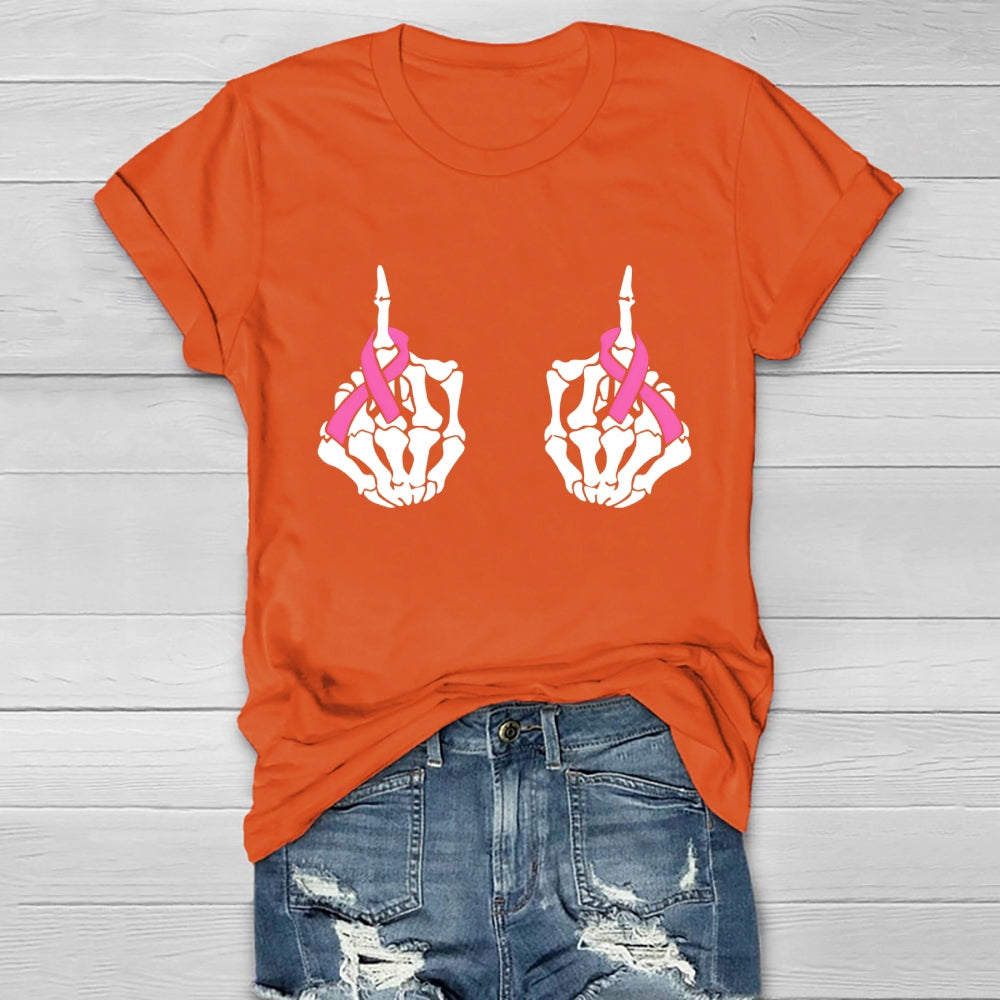 Breast Cancer Skeleton Hand Healthwear T-shirt