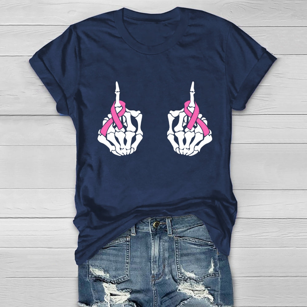 Breast Cancer Skeleton Hand Healthwear T-shirt