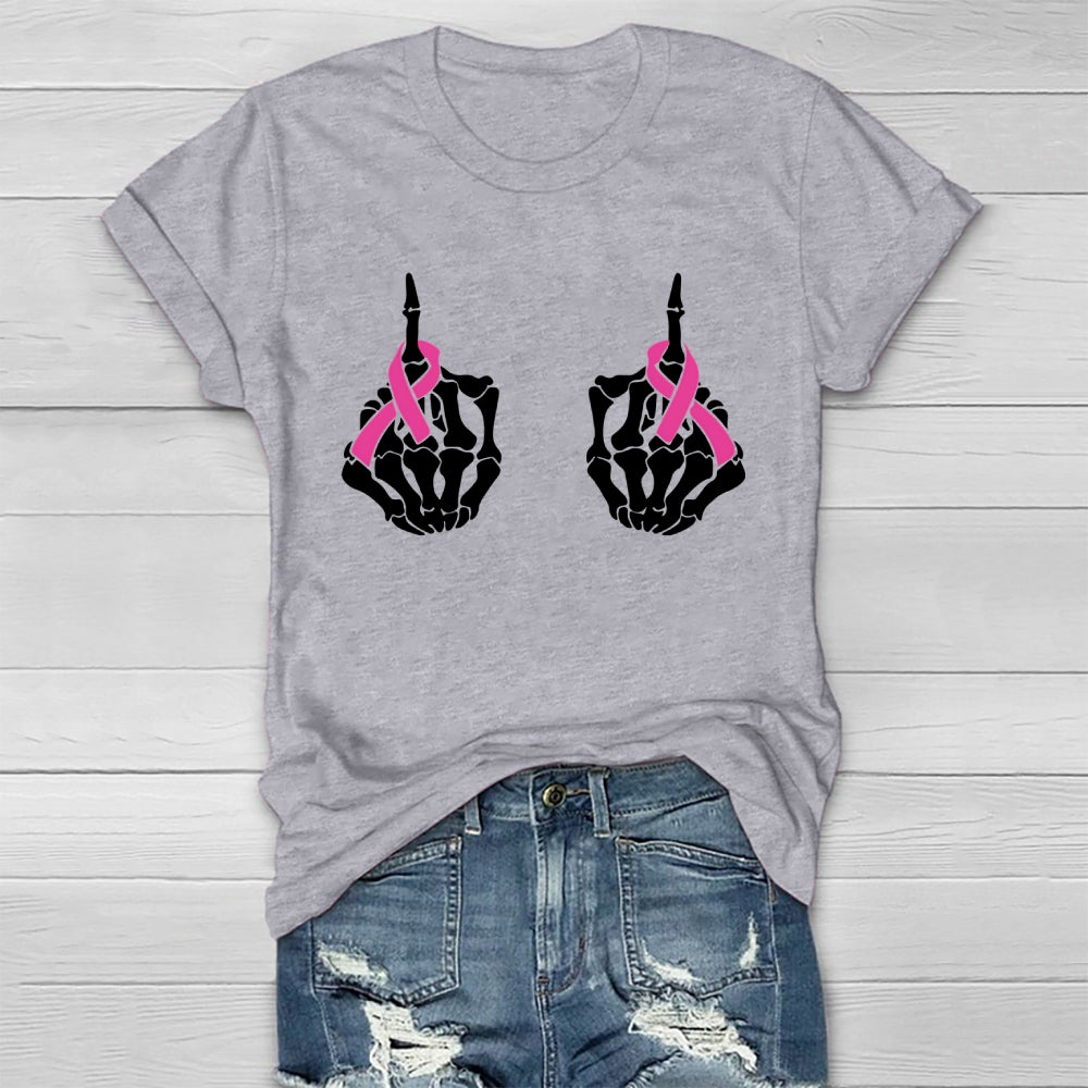 Breast Cancer Skeleton Hand Healthwear T-shirt