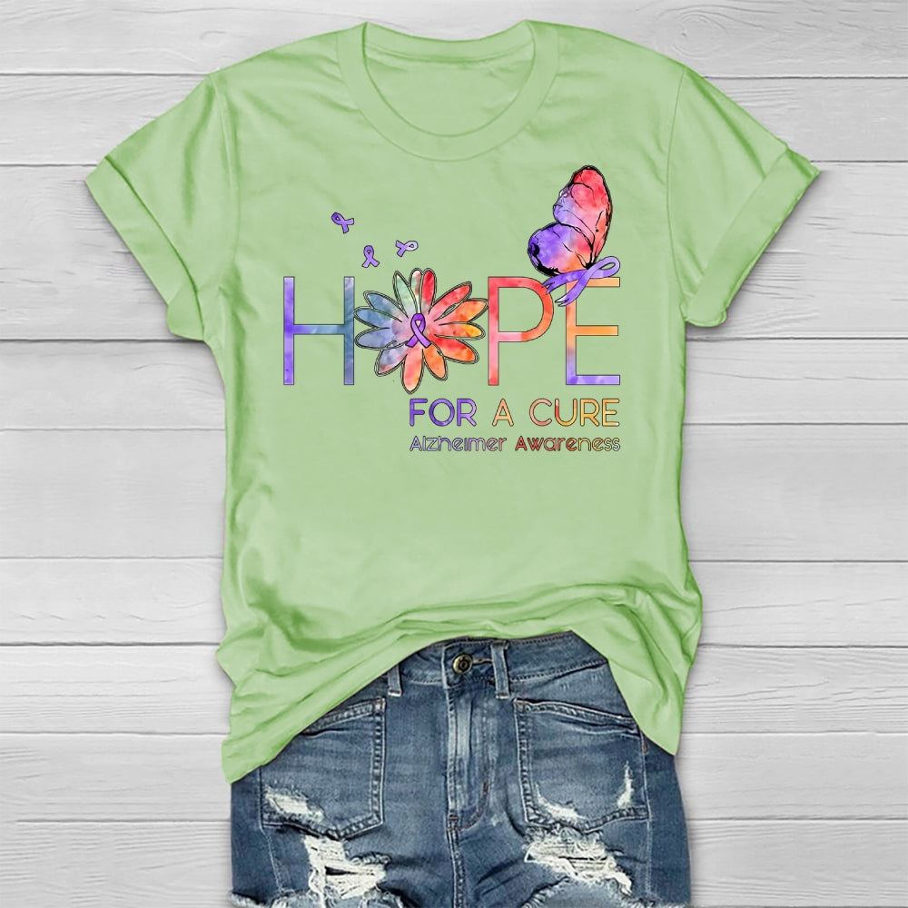 Hope For A Cure Alzheimers Awareness Butterfly Healthwear T-shirt