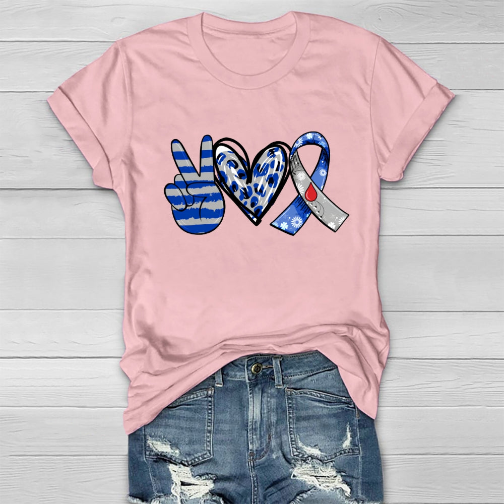 Peace Love Cure Diabetes Awareness Healthwear T-shirt