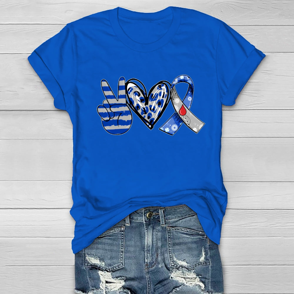 Peace Love Cure Diabetes Awareness Healthwear T-shirt