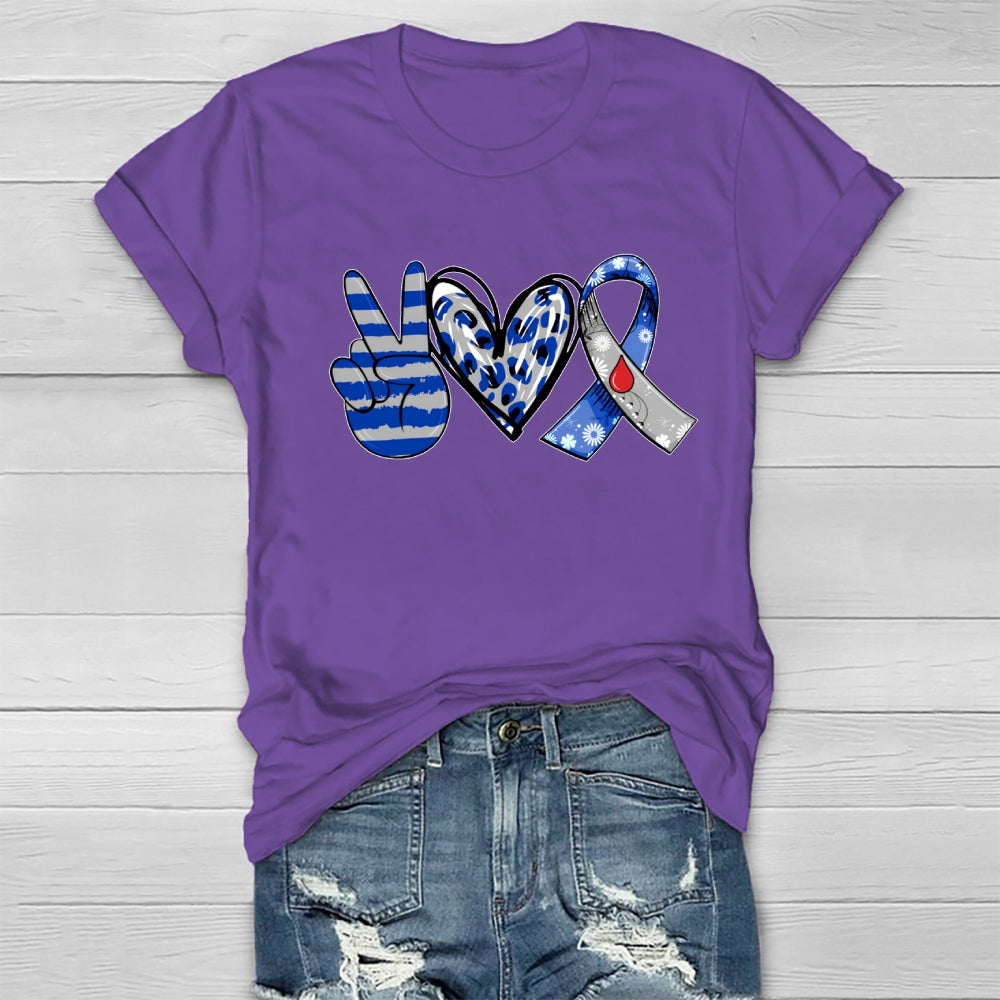 Peace Love Cure Diabetes Awareness Healthwear T-shirt